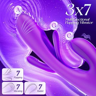 Vibrator Dildo Rabbit Sex Toys -LOVENOTE G Spot Vibrator Massager for Women Clitoral Nipple Stimulation, 3 in 1 Sex Toys with 14 Vibration & 7 Tongue Licking Flapping, Adult Product Aurieel (Purple)