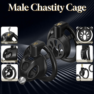 Male Chastity Cock Cage Sex Toy for Men, FEELKIDA 2 Styles Chastity Device with 3 Sizes Ring and Invisible Lock for Penis Erection Control, Flat Chastity Cage with BDSM Bondage Gear Accessories