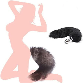 Butt Plug Fox Tail Cosplay Anal Plug Anal Butt Plug Adult Sex Toys for Beginner Women Men Couple (18" Black-1)