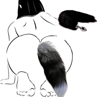 Butt Plug Fox Tail Cosplay Anal Plug Anal Butt Plug Adult Sex Toys for Beginner Women Men Couple (18" Black-1)