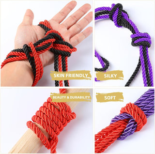 BDSM Shibari Bondage Sex Rope - BDSM Kit Adult Bondage Restraints Set Sex Toys for Women & Couples, 32 Feet 8MM (2-Pack, Black)