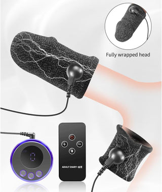 Electric Shock Male Glans Testicles Fabric E-Stim Rings, Cock Ring Electrical Stimulation Devices, Penis Band Bondage Set, 8 Modes Electric Scrotum Erotic Chastity SM Sex Toys for Men Couples