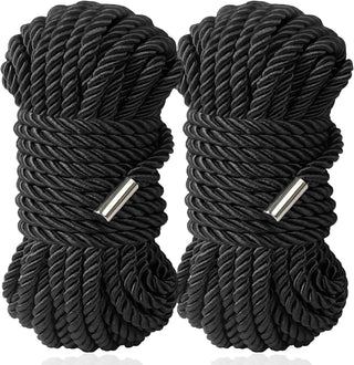 BDSM Shibari Bondage Sex Rope - BDSM Kit Adult Bondage Restraints Set Sex Toys for Women & Couples, 32 Feet 8MM (2-Pack, Black)