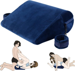 Sex Pillow Foam Sex Furniture Position Pillows with Restraints Handcuffs Set BDSM Bondage Foam Cushion with Wrist Cuffs Multifunctional Sex Toys Pillows for Couples (Blue)