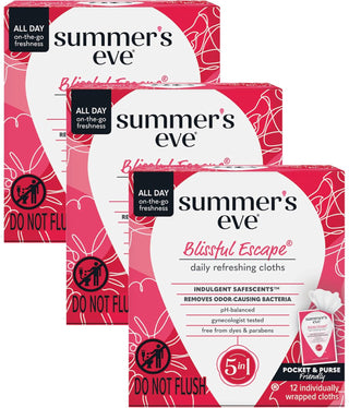 Summer'S Eve Ultimate Odor Protection Daily Feminine Wipes, Gentle Ph-Balanced Formula with Boric Acid Cleanses & Removes Vaginal Odor, Individually Wrapped Body Wipes, 12 Count
