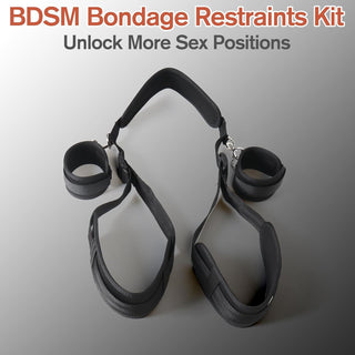 Sex Bondage BDSM Kit, Bed Restraints Set with Handcuffs Neck to Thigh/Ankle, Adjustable Leg Straps&Handcuffs for SM Adult Couples Game Play, Sex Toy for Women Beginner Leg Straps Tie Set Rope