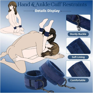 Sex Pillow Foam Sex Furniture Position Pillows with Restraints Handcuffs Set BDSM Bondage Foam Cushion with Wrist Cuffs Multifunctional Sex Toys Pillows for Couples (Blue)