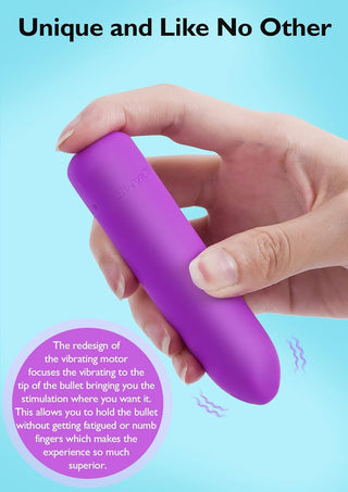 Small Bullet Vibrator for Women: Waterproof Mini Clit Vibrator with 10 Modes, Full Silicone Vibrating Finger Massager for G Spot Nipple, Female Rechargeable Lipstick Vibe Sex Toy, Purple