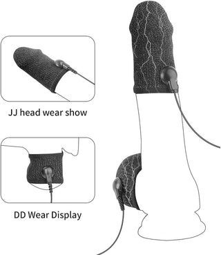Electric Shock Male Glans Testicles Fabric E-Stim Rings, Cock Ring Electrical Stimulation Devices, Penis Band Bondage Set, 8 Modes Electric Scrotum Erotic Chastity SM Sex Toys for Men Couples