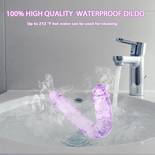 11.8 * 1.37 Inches Double Dildo Crystal Jelly Realistic Anal Long Dildo Penis Soft and Flexible with Veins and Glans Adult Sex Toys for Women/Men/Lesbian Purple