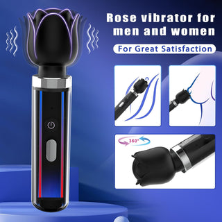 Rose Vibrator Wand Massager Sex Toys for Women and Men, Sex Wand Mini Vibrator Clitoral Nipple Stimulator Adult Toys with 10 Powerful Vibration Modes G Spot Perineum Vibrating for Couple Play