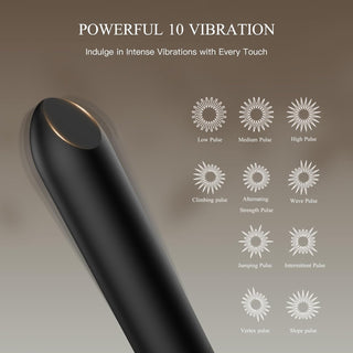 Bullet Vibrator with Angled Tip for Precision Clitoral Stimulation, Discreet Rechargeable Lipstick Vibe with 10 Vibration Modes Waterproof Nipple G-Spot Stimulator Sex Toys for Women (Black)