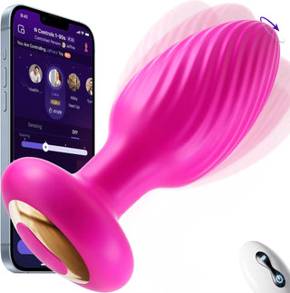 360° Tornado Swiveling Light up Butt Plug - Powerful Vibrating Butt Plug Woman Adult Sex Toys App Remote Control with 8 Vibration Modes, Led Anal Butt Plug Couple Sex Toy for Female Women Couples