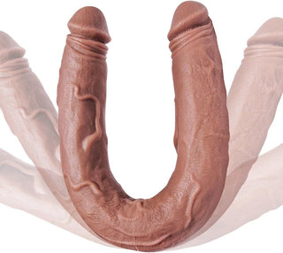 16.5*1.5"Double Ended Extra Large Realistic Silicone Dildo with Veins and Double Ended Glans Adult Big Toy,Flexible Extra Long Dildo Lesbian Anal G-Spot Stimulation Sex Toy for Male and Female Couple