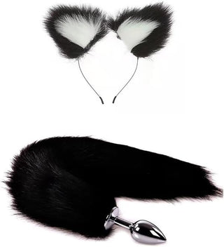 Butt Plug Fox Tail Cosplay Anal Plug Anal Butt Plug Adult Sex Toys for Beginner Women Men Couple (18" Black-1)