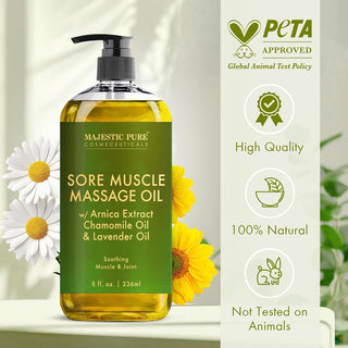 Revitalize Your Sore Muscles with Arnica Massage Oil - Relaxing Blend of Lavender & Chamomile - Perfect for All Skin Types - 8 Fl Oz