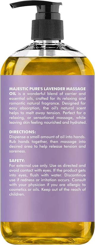 Luxurious Lavender Massage Oil - Refresh & Relax with Natural Oils - Perfect for All Skin Types - 8 Fl Oz