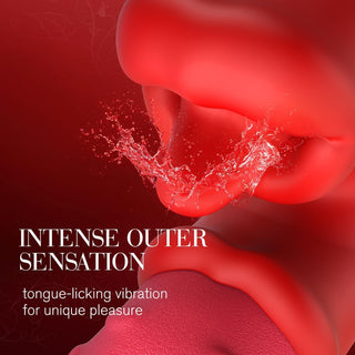 Swing Thrusting G-Spot Vibrator Sex Toy with Clitoral Stimulator – 10 Licking & Vibration & Swing Modes, Octopus-Inspired Female Tongue Vibrators Clit Sucker Dildo, Rose Sex Toys Tongue Toy for Women