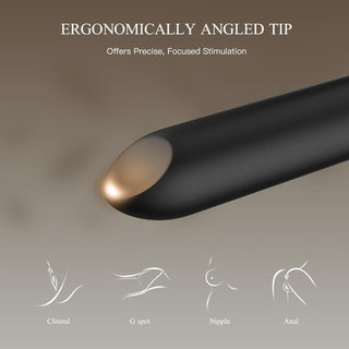 Bullet Vibrator with Angled Tip for Precision Clitoral Stimulation, Discreet Rechargeable Lipstick Vibe with 10 Vibration Modes Waterproof Nipple G-Spot Stimulator Sex Toys for Women (Black)