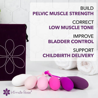 Kegel Exercise System - Pelvic Floor Exercises - Set of 6 Premium Silicone Kegel Exercise Weights & Control with Training Kit for Women: Beginners & Advanced