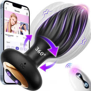 360° Tornado Swiveling Light up Butt Plug - Powerful Vibrating Butt Plug Woman Adult Sex Toys App Remote Control with 8 Vibration Modes, Led Anal Butt Plug Couple Sex Toy for Female Women Couples