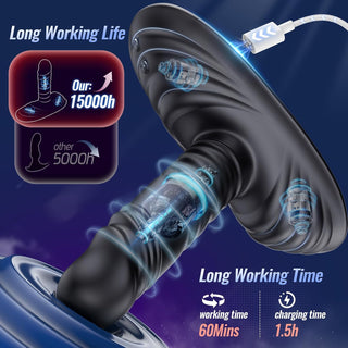 Prostate Massager Anal Toys Anal Dildo, BEISAR Grinder Male Sex Toys for Men Women Sex Toy Butt Plug Anal Plug 9 Vibrating 3 Thrust, Adult Toys G Spot Vibrator Ride Anal Beads Strapless Strap-On Dildo