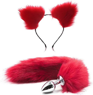 Butt Plug Fox Tail Cosplay Anal Plug Anal Butt Plug Adult Sex Toys for Beginner Women Men Couple (18" Black-1)