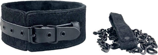 Black Leather Collars Gothic Plush Leather Collars Choker with Chain Detachable Leash Rope Small Pet Collar