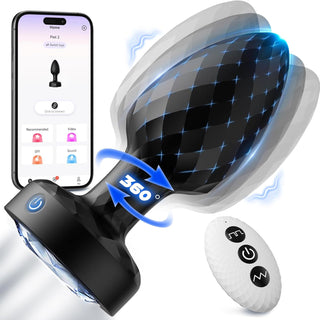 360° Tornado Swiveling Light up Butt Plug - Powerful Vibrating Butt Plug Woman Adult Sex Toys App Remote Control with 8 Vibration Modes, Led Anal Butt Plug Couple Sex Toy for Female Women Couples