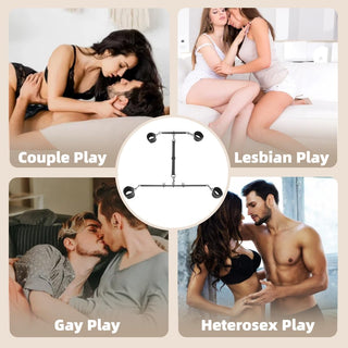 Spreader Bar Sex Toys with Wrist Ankle Neck Collar Restraint Kits Adjustable Handcuffs Collar Bondage Set BDSM for Adult Couple (Black)