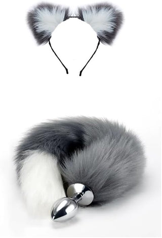 Butt Plug Fox Tail Cosplay Anal Plug Anal Butt Plug Adult Sex Toys for Beginner Women Men Couple (18" Black-1)