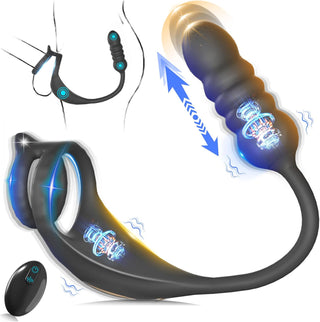 Vibrating Cock Ring Taint Stimulator with Mini Bullet, Remote Control Anal Butt Plug Prostate Massager Penis Ring Male Vibrators for Men Pleasure Sex Toys for Adult Couples