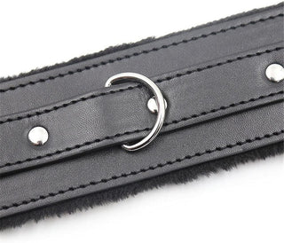 Black Leather Collars Gothic Plush Leather Collars Choker with Chain Detachable Leash Rope Small Pet Collar