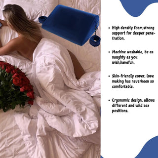 Sex Pillow Foam Sex Furniture Position Pillows with Restraints Handcuffs Set BDSM Bondage Foam Cushion with Wrist Cuffs Multifunctional Sex Toys Pillows for Couples (Blue)