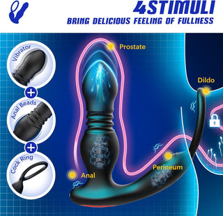 BEISAR Prostate Massager Anal Vibrator Thrusting Vibrating 7 Modes with Cock Ring Anal Plug Anal Sex Toys P Spot Massager Male Sex Toys for Men Enema Dildos Women Couples Remote Control Anal Beads