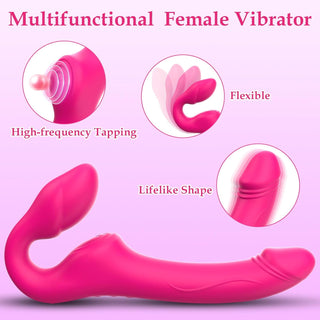 Strapless Strap-On Double-Ended Dildo with 10 Modes & Remote Control, Anti-Slip Silicone Realistic G-Spot Anal Dildo Vibrator Vibrating Butt Plug, Adult Sex Toys for Women Lesbian Couples S&M Whips