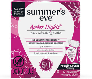Summer'S Eve Ultimate Odor Protection Daily Feminine Wipes, Gentle Ph-Balanced Formula with Boric Acid Cleanses & Removes Vaginal Odor, Individually Wrapped Body Wipes, 12 Count