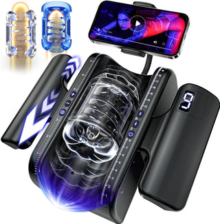 EINSEO AI Interactive Male Masturbator Sex Toys for Men - Adult Toy Male Sex Toys with 7 Thrusting & 7 Rotating Modes,Hands Free Pocket Pussy Sex Machine LCD Display with Visual Window & Mounting Base