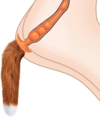 Anal Beads with Removable Foxtail Extra Long Fox Tail Anal Butt Plug Sex Toy Liquid Silicone Anal Plugs Anal Stimulator for Men Women Couples Cosplay Anal Trainer Erotic SM Sex Games (S)