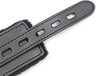 Black Leather Collars Gothic Plush Leather Collars Choker with Chain Detachable Leash Rope Small Pet Collar