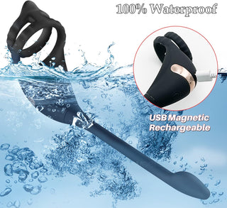 Vibrating Cock Ring Taint Stimulator with Mini Bullet, Remote Control Anal Butt Plug Prostate Massager Penis Ring Male Vibrators for Men Pleasure Sex Toys for Adult Couples