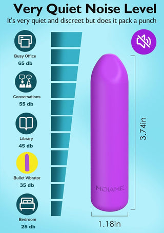 Small Bullet Vibrator for Women: Waterproof Mini Clit Vibrator with 10 Modes, Full Silicone Vibrating Finger Massager for G Spot Nipple, Female Rechargeable Lipstick Vibe Sex Toy, Purple
