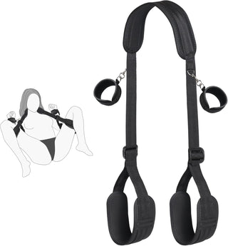 Sex Bondage BDSM Kit, Bed Restraints Set with Handcuffs Neck to Thigh/Ankle, Adjustable Leg Straps&Handcuffs for SM Adult Couples Game Play, Sex Toy for Women Beginner Leg Straps Tie Set Rope