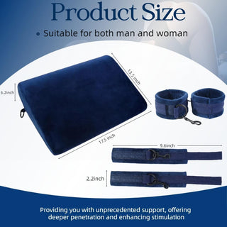 Sex Pillow Foam Sex Furniture Position Pillows with Restraints Handcuffs Set BDSM Bondage Foam Cushion with Wrist Cuffs Multifunctional Sex Toys Pillows for Couples (Blue)