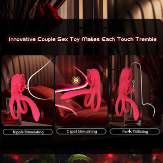Vibrating Cock Ring Penis Sleeve with Rose Clitoral Stimulator, Penis Ring Vibrator Couples Adult Sex Toys for Men Women, Male Female Couple Sex Toy with G Spot Clitoris Vibrator