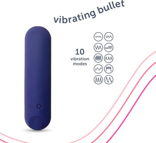 Plusone Bullet Vibrator for Women, Mini Vibrator Made of Body-Safe Silicone, Fully Waterproof, USB Rechargeable, Sex Toy Personal Massager with 10 Vibration Settings, Purple
