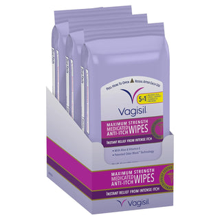 Vagisil Odor Block Daily Freshening Wipes for Feminine Hygiene in Resealable Pouch, Gynecologist Tested & Hypoallergenic, 20 Wipes (Pack of 3)