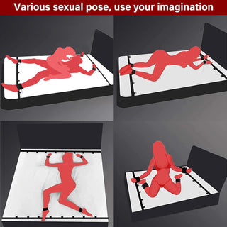 Sex Bondage BDSM Kit, under King/Queen Bed Restraints Set with Adjustable Hand Cuffs Ankle Cuff, Sex Restraints Straps Adult Sex Toys Bondage Gear & Accessories for Couples Sex Play SM Games