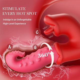 Swing Thrusting G-Spot Vibrator Sex Toy with Clitoral Stimulator – 10 Licking & Vibration & Swing Modes, Octopus-Inspired Female Tongue Vibrators Clit Sucker Dildo, Rose Sex Toys Tongue Toy for Women