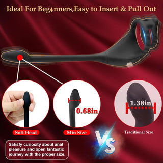 Vibrating Cock Ring Taint Stimulator with Mini Bullet, Remote Control Anal Butt Plug Prostate Massager Penis Ring Male Vibrators for Men Pleasure Sex Toys for Adult Couples